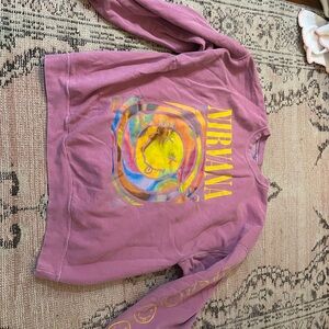 NIRVANA Purple Sweatshirt with Yellow Graphic